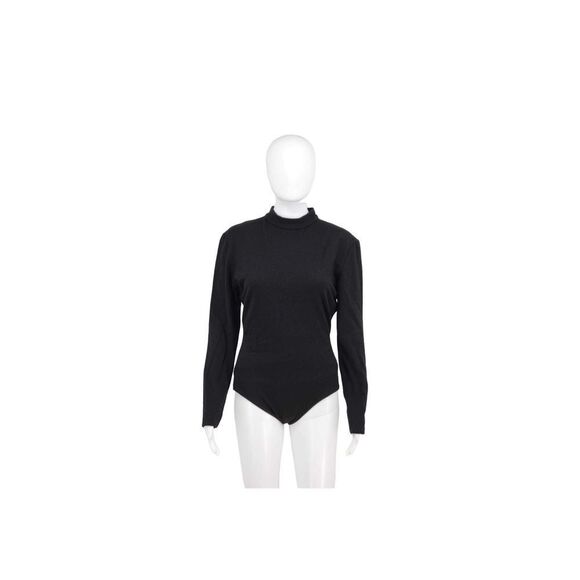 Vintage  Isabelle Allard Black Long Sleeve Low Turtleneck Bodysuit Women size 14 - Picture 2 of 9